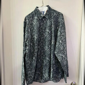 Premier League Men Large Black/White LS Dress Shirt